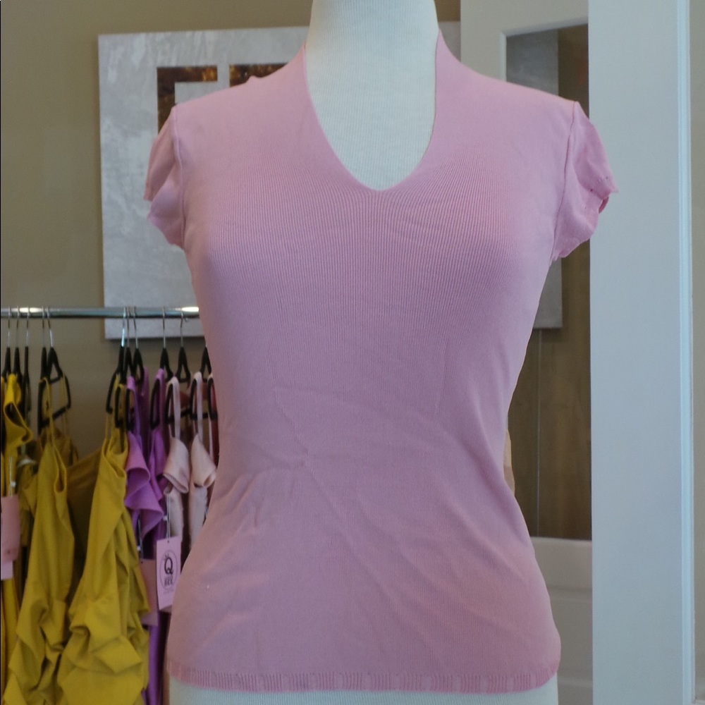 Fitted Pink Scoop Neck Shirt